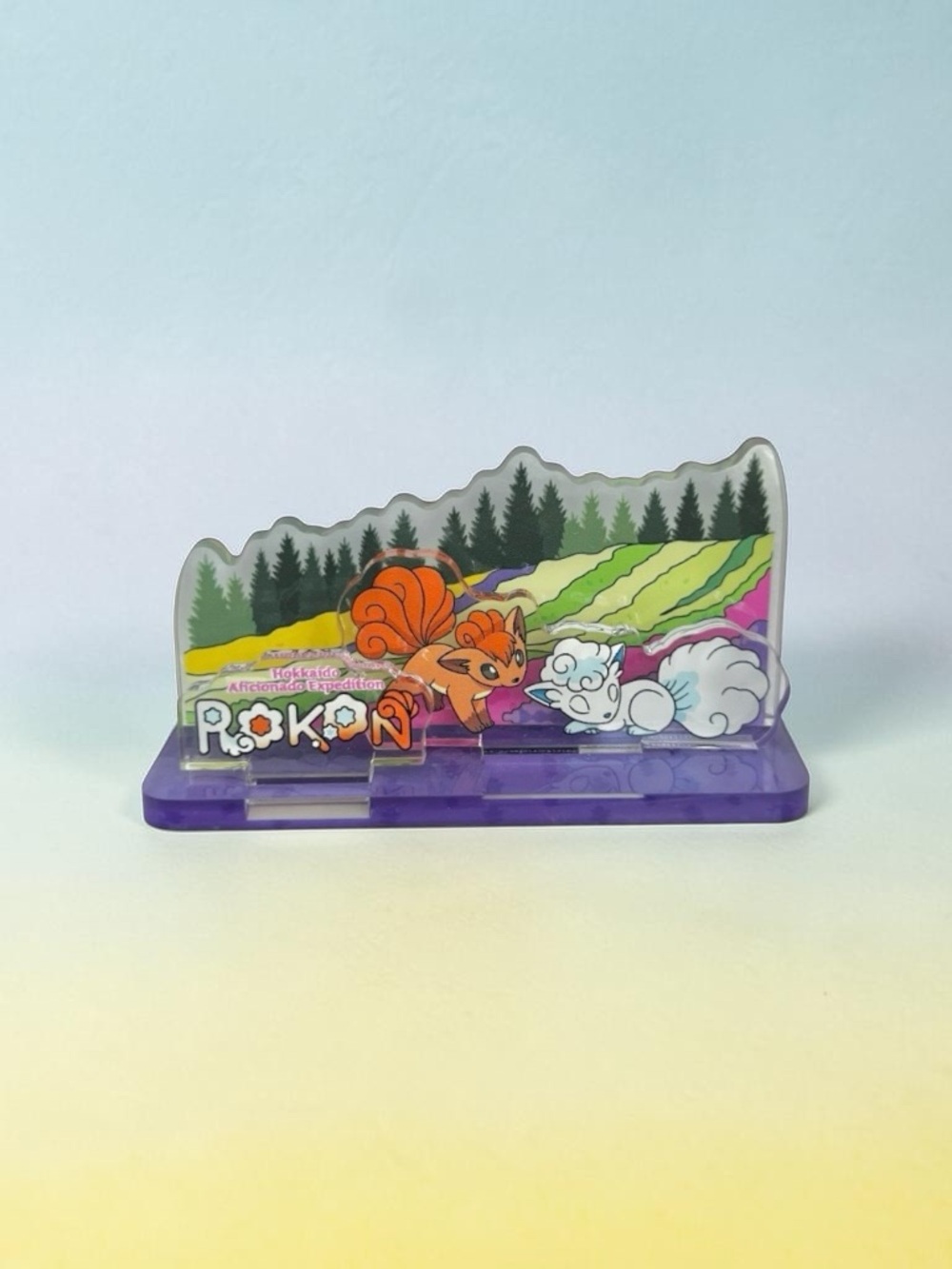Pokemon Vulpix Hokkaido Japan Acrylic Stand Lavender Farm Souvenir New Sealed